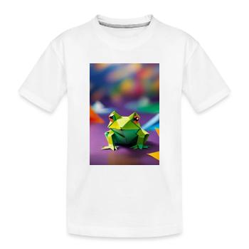 Green Origami Frog - Kids' Premium Organic T-Shirt - white - Front