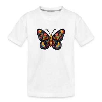 Colorful Butterfly in Embroidery Style – Boho Patc - Kids' Premium Organic T-Shirt - white - Front