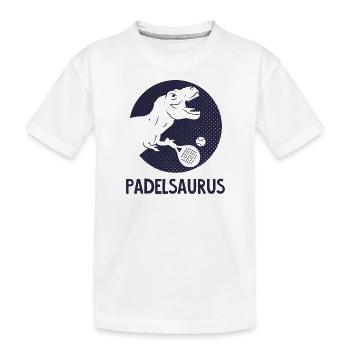 Padel Padel player Padeltennis Dino T-Rex - Kids' Premium Organic T-Shirt - white - Front