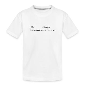 Milwaukee, Wisconsin, USA coordinates - Kids' Premium Organic T-Shirt - white - Front