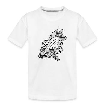 Poisson d’inspiration asiatique d’une ligne - T-shirt bio Premium Enfant - blanc - Devant