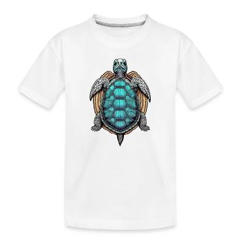 Psychedelische Schildkröte - Kinder Premium Bio T-Shirt - Weiß - Vorne