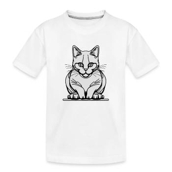 Chat assis d’une ligne - T-shirt bio Premium Enfant - blanc - Devant