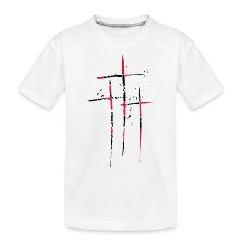 3 croix design pattern scratch cool symbole vieux - T-shirt bio Premium Enfant - blanc - Devant