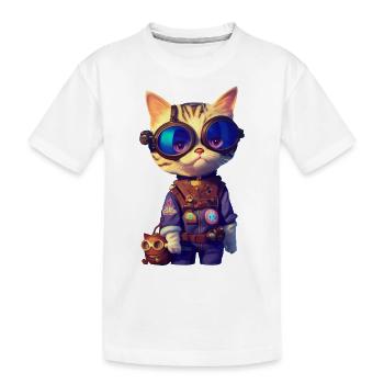 Chat aviateur - T-shirt bio Premium Enfant - blanc - Devant