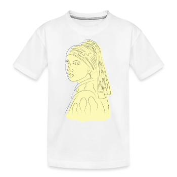 girl with a pearl earring line art - Kids' Premium Organic T-Shirt - white - Front