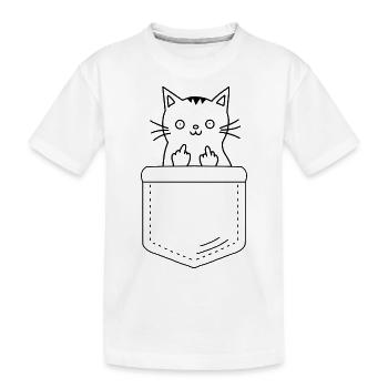Katze zeigt Mittelfinger - Kinder Premium Bio T-Shirt - Weiß - Vorne
