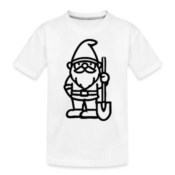 Nain de jardin nain avec pelle - T-shirt bio Premium Enfant - blanc - Devant