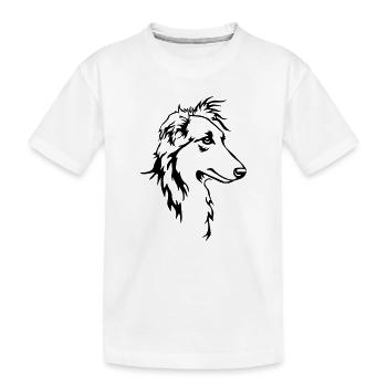 Long hair whippet head - Kids' Premium Organic T-Shirt - white - Front