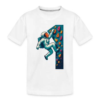 Bouldern Astronaut schweben leicht klettern Gesche - Kinder Premium Bio T-Shirt - Weiß - Vorne