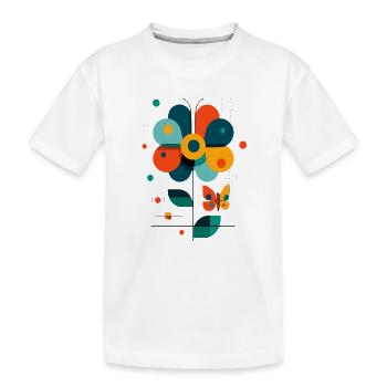fleur stylisée avec papillon - T-shirt bio Premium Enfant - blanc - Devant