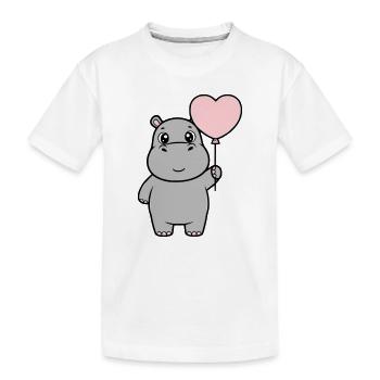 Süßes Nilpferd Herz Ballon Liebe - Kinder Premium Bio T-Shirt - Weiß - Vorne