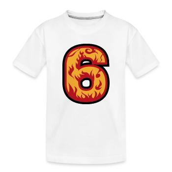 Nummer 6 mit Flammen - Zahl sechs mit Feuer 🔥 - Kinder Premium Bio T-Shirt - Weiß - Vorne