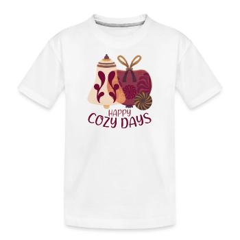 Happy Cozy Days - Kinder Premium Bio T-Shirt - Weiß - Vorne