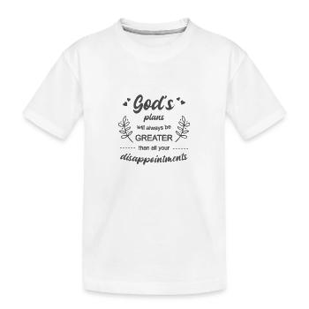 Les plans de Dieu sont plus grands que nos plans chrétiens - T-shirt bio Premium Enfant - blanc - Devant