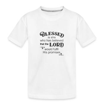 Christian Design Believe the Promises and be - Kids' Premium Organic T-Shirt - white - Front