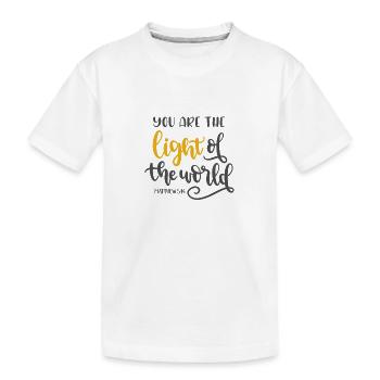Christian Design Sie sind das Licht der Welt - Kinder Premium Bio T-Shirt - Weiß - Vorne