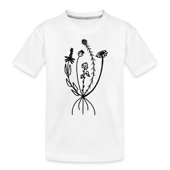 Akzent Blumen/ fine line - Kinder Premium Bio T-Shirt - Weiß - Vorne