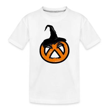 Halloween-Brezel - Kinder Premium Bio T-Shirt - Weiß - Vorne