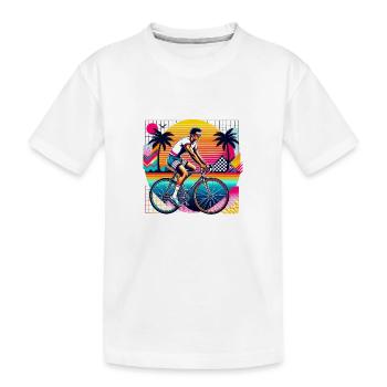 Cycliste de route rétro en vacances vintage des années 80 - T-shirt bio Premium Enfant - blanc - Devant