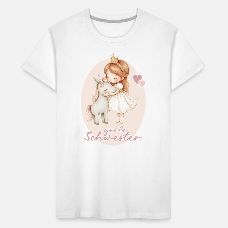 Grosse Schwester Maedchen Einhorn 4 Kinder Premium Bio T-Shirt