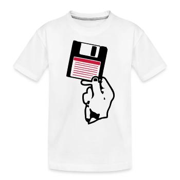 Diskette scheibe Disco Hand in Hand - Kinder Premium Bio T-Shirt - Weiß - Vorne