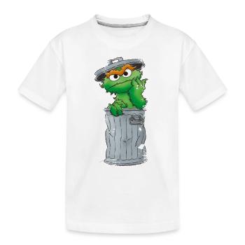 Sesamstraße Oscar Mülltonne - Kinder Premium Bio T-Shirt - Weiß - Vorne