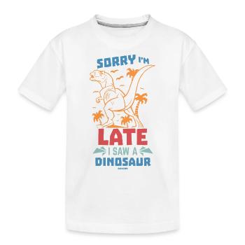 Désolé je suis en retard j’ai vu un dinosaure - T-shirt bio Premium Enfant - blanc - Devant