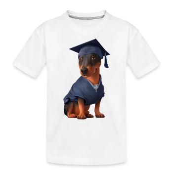 Bachelor Dobermann Schulabschluss Studium Hunde - Kinder Premium Bio T-Shirt - Weiß - Vorne