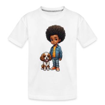 Idée cadeau enfant chien Afro Locks - T-shirt bio Premium Enfant - blanc - Devant