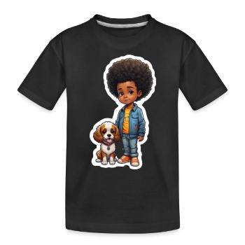Idée cadeau enfant chien Afro Locks - T-shirt bio Premium Enfant - noir - Devant