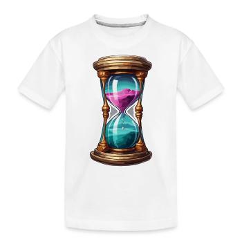 Hourglass / Timepiece / Antique /Grains of Sand / Drain - Kids' Premium Organic T-Shirt - white - Front