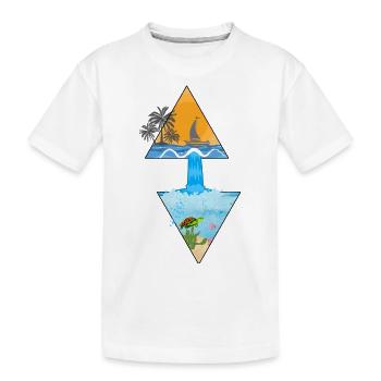 Sommermotiv mit Wasserfall und Palme in Dreiecken - Kinder Premium Bio T-Shirt - Weiß - Vorne