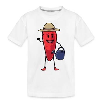 Navet, carotte, jardinier, arrosoir, jardinage - T-shirt bio Premium Enfant - blanc - Devant