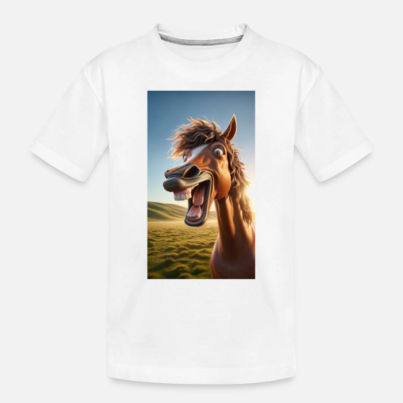 Lachendes Pferd - Kinder Premium Bio T-Shirt - Weiß