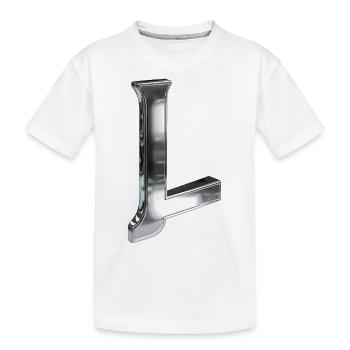Chrome ,, L " Metallic - Kinder Premium Bio T-Shirt - Weiß - Vorne