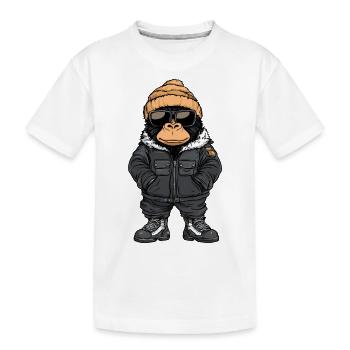 Gorilla Winter - Kinder Premium Bio T-Shirt - Weiß - Vorne