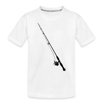 Angelrute Skizze - Kinder Premium Bio T-Shirt - Weiß - Vorne
