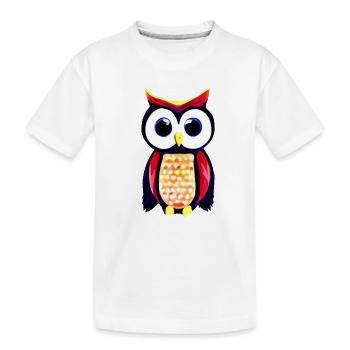 Owl with big curious eyes - Kids' Premium Organic T-Shirt - white - Front