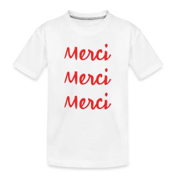 MERCI. MAÎTRESSE. MAÎTRE. MERCI MAÎTRESSE. CADEAU - T-shirt bio Premium Enfant - blanc - Devant