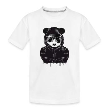 witziger Panda Bär mit Hoodie,Basecap und Brille - Kinder Premium Bio T-Shirt - Weiß - Vorne