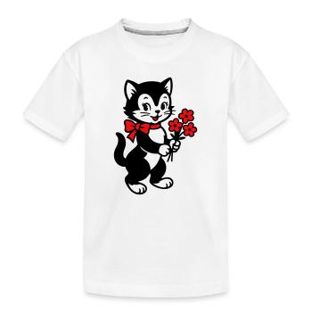Chat noir avec ruban rouge - T-shirt bio Premium Enfant - blanc - Devant