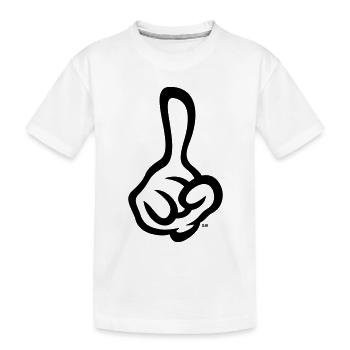 Erhobener Zeigefinger (Finger / Rechte Hand / 1C) - Kinder Premium Bio T-Shirt - Weiß - Vorne