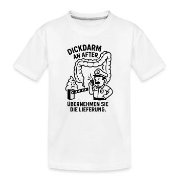colon on anus funny kids picture digestion toilet - Kids' Premium Organic T-Shirt - white - Front
