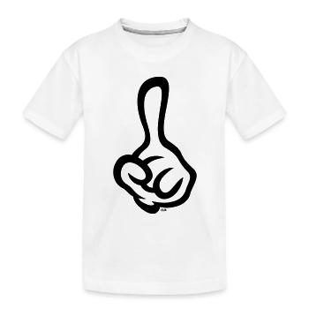 Erhobener Zeigefinger (Finger / Linke Hand / 1C) - Kinder Premium Bio T-Shirt - Weiß - Vorne
