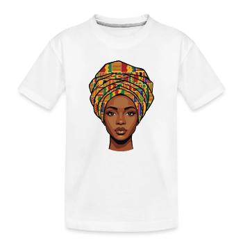 Afrikanisches Kopftuch-Porträt - Kinder Premium Bio T-Shirt - Weiß - Vorne