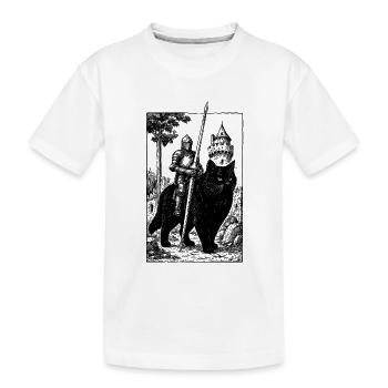 Ritter auf Katze - Kinder Premium Bio T-Shirt - Weiß - Vorne