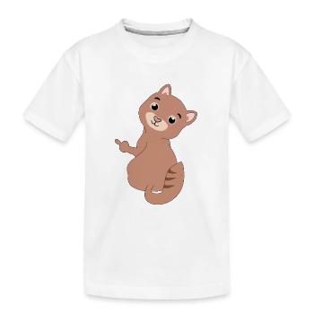 Cat Middle Finger - Kids' Premium Organic T-Shirt - white - Front