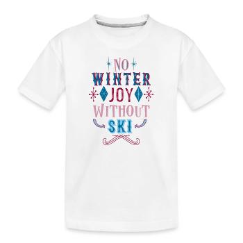 Winter Joy with Ski - Kinder Premium Bio T-Shirt - Weiß - Vorne