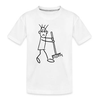 Strichmännchen kehrt mit Besen - Kinder Premium Bio T-Shirt - Weiß - Vorne